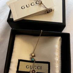 Gucci Marmont Double G Flower Mismatch Sterling Silver Drop Threader