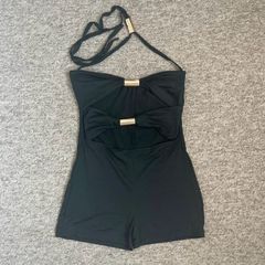 Black Halter Playsuit / Romper with Gold Hardware