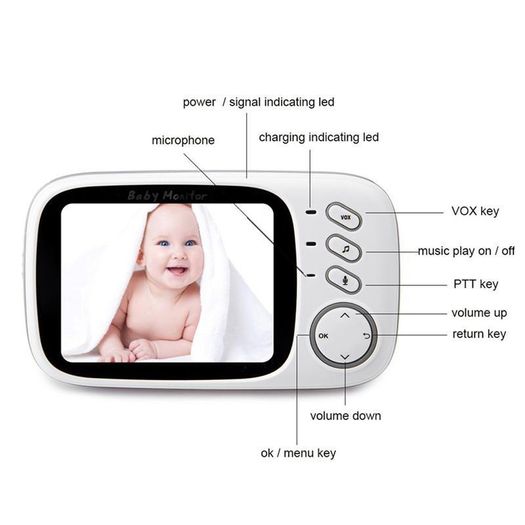 Wireless Video Color Baby Monitor with 3.2Inches LCD 2 Way Audio Talk Night Vision Surveillance Security Camera Babysitter