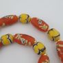 Antique Venetian Style Orange Floral & Yellow Glass Beads Necklace Image 10