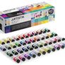 48 Piece Set (48 x 22ml) Tubes in Rich Vibrant Colours - High-Pigment, Satin-Finish Basic, Neon, Pastel, Metallic & Glitter Colours for Painting Canvas, Paper, Wood, Clay, Fabric (FREE POSTAGE) Image 5