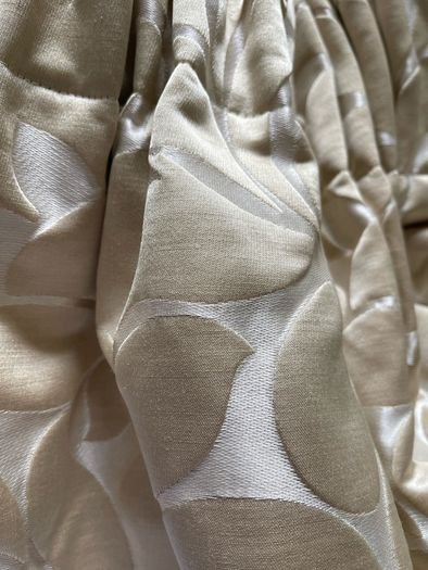 Gorgeous Silk Embossed Blackout Interlined Curtains with Silk Tie Back Ribbons 116"w x 86"d