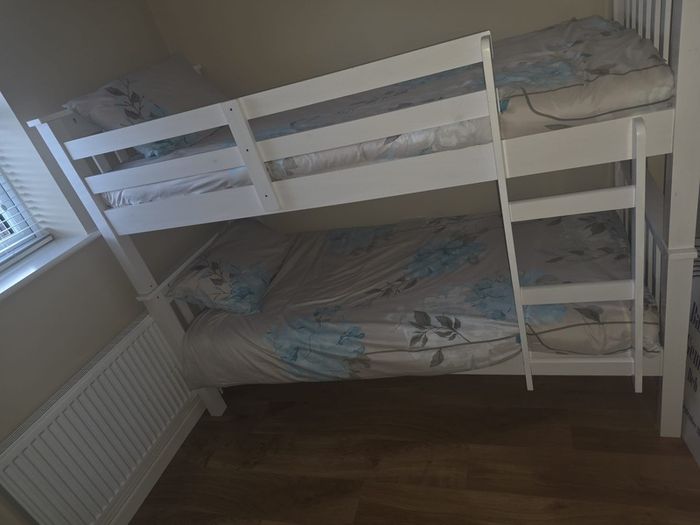White Bunk bed and Wardrope set.