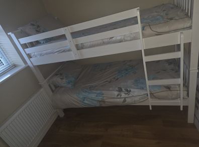 White Bunk bed and Wardrope set.