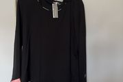 Naya black hooded top with white piping and design down back