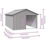 Dog House Grey 116.5x153x81.5 cm Galvanised Steel Image 3