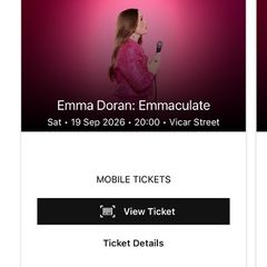 Emma Doran x 2 Tickets - Saturday 19th September