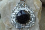 Large Blue Goldstone pendant, Gemstone pendant, New, Gift