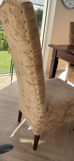 Solid Mahogany table and upholstered chairs