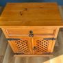 Pine Press / Cabinet with Top Drawer and Hinged Door Storage Area & Old Style Iron Strap Hinges & Pull Latches.         24" / 61cm High, Image 3