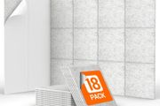 18 Pack Sound Proofing Panels Self-adhesive, 30x30x0,9cm Square Acoustic Wall Absorbing Panels, High Density Insulation Treatment Soundproofing Panels for Recording Studio, Home, Offices, Grey