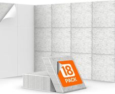 18 Pack Sound Proofing Panels Self-adhesive, 30x30x0,9cm Square Acoustic Wall Absorbing Panels, High Density Insulation Treatment Soundproofing Panels for Recording Studio, Home, Offices, Grey