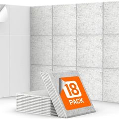 18 Pack Sound Proofing Panels Self-adhesive, 30x30x0,9cm Square Acoustic Wall Absorbing Panels, High Density Insulation Treatment Soundproofing Panels for Recording Studio, Home, Offices, Grey