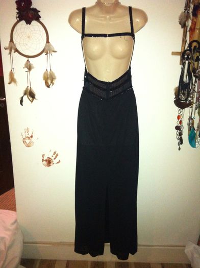 Absolutely Stunning Black Sequin Backless Maxi Dress by Morgan and Co. size 8-10