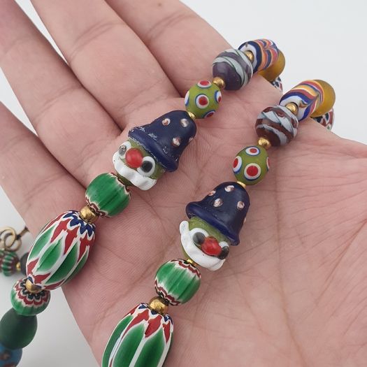 Vintage Venetian African Style Mix Glass Beads Necklace