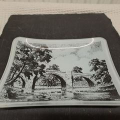 Vintage Ilkley Old Bridge Glass Trinket Dish