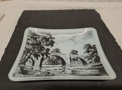 Vintage Ilkley Old Bridge Glass Trinket Dish