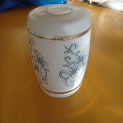 Vintage 1960s Frosted Glass Cylinder Light Shade Gold and Silver Floral