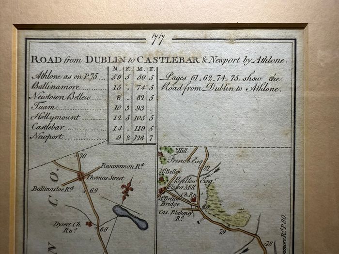 Irish Road Map (Thomas Kitchin / Terry Sculp) Dublin to Castlebar & Newport via Athlone
