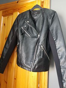 Vera Moda Collarless Biker Jacket faux leather