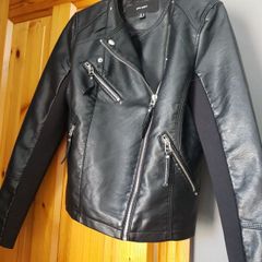 Vera Moda Collarless Biker Jacket faux leather
