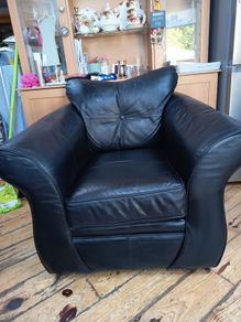 Black Leather Armchair in pristine condition