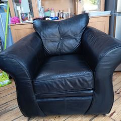Black Leather Armchair in pristine condition