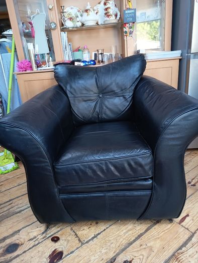 Black Leather Armchair in pristine condition