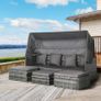 4 Piece Outdoor Rattan Wicker Sofa Set Adjustable Conopy & Coffee Table Sectional Patio Conversation Furniture Set w/ Cushions Grey (FREE POSTAGE) Image 2