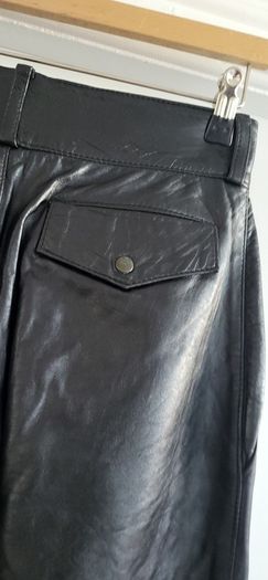 Vintage black genuine SPHINX leather pegged style high waisted pants with side and back pockets  14UK - Fit (12-14UK)