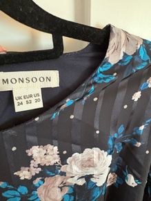 Monsoon Size 24 Navy Dress with Floral Print
