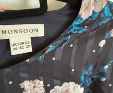 Monsoon Size 24 Navy Dress with Floral Print