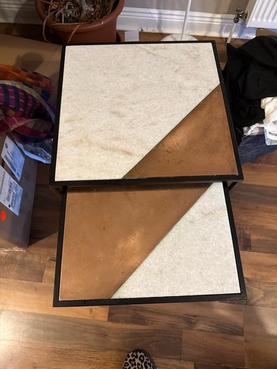 Marble and Copper Nesting Tables by MADE
