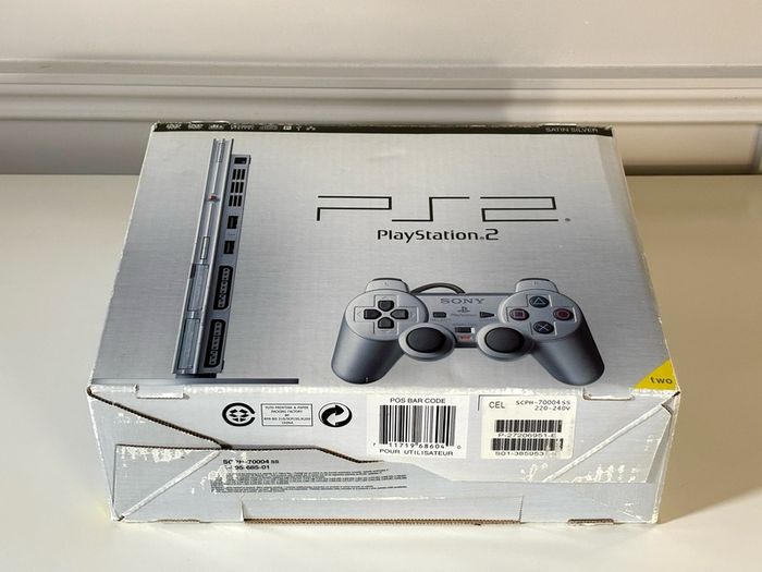 Original Sony PlayStation 2 Slimline Console in Satin Silver Boxed and Beautiful