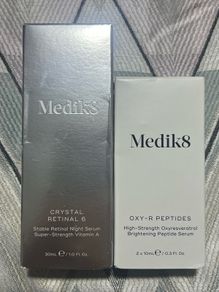 Medik8 stable retinal night serum and high strength oxyresveratrol brightening peptide serum BNIB