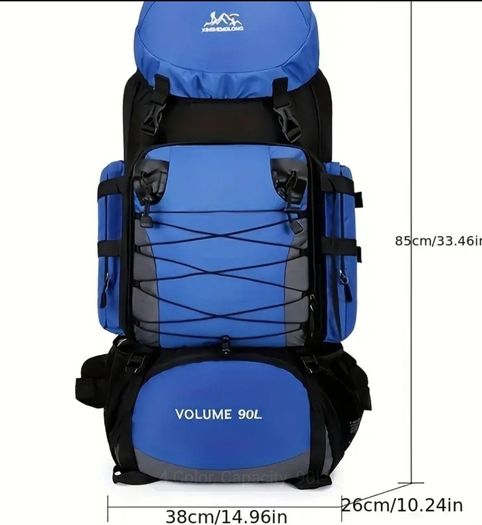 90 L Hiking backpack. Trekking backpack. Camping backpack. Red.