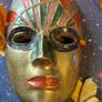 Vintage Solid Brass Masquerade Mask Wall Decor Set of 4 - Hand Painted 1970s Hollywood Regency Indian Brass Mardi Gras Gallery Set Image 2
