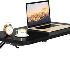 Wall Mounted Folding Table, Floating Wall Desk for Small Spaces, Fold Down Laundry Shelf with Heavy-Duty Brackets, Wall table for Home Office/Bar/Kitchen/Dining, Black
