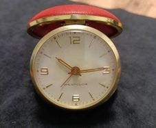 Retro West Clox Round Red Travel Clock
