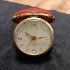 Retro West Clox Round Red Travel Clock