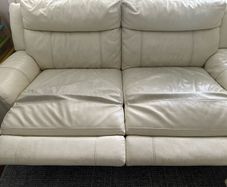 2 x cream leather sofas 3 seaters