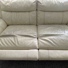 2 x cream leather sofas 3 seaters