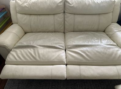 2 x cream leather sofas 3 seaters
