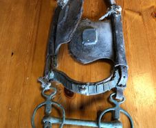 Vintage horse winker bridle and bit