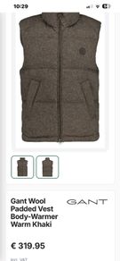 Gant Wool Padded Vest Body-Warmer Warm Khaki