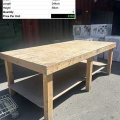 Heavy Duty Wooden Work Bench 244cm Workshop Table