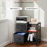 Metal File Cabinet, Mobile Filing Cabinet with 3 Fabric Drawers and 2 Open Shelves, Wooden Vertical Filing Storage Cabinets Image 3