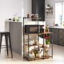 Standing Kitchen Shelf with Metal Basket and 6 S-Hooks and Shelves Image 4