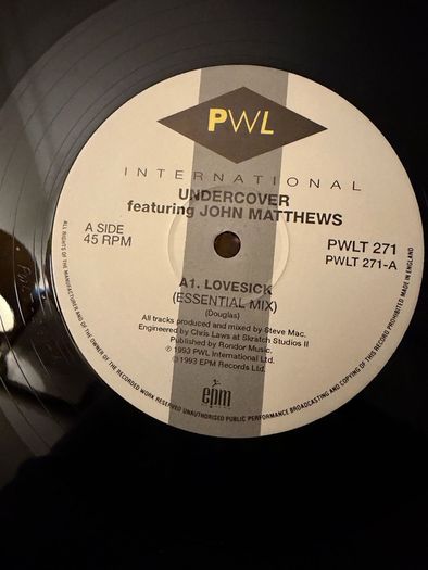 Undercover ft John Matthews Lovesick Original 1993 UK 12inch PWL