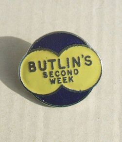 BUTLINS SECOND WEEK (Butlin's holiday camps) - resident camper's enamel badge (1960's) [B]